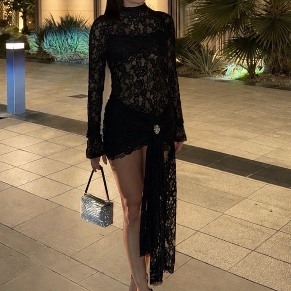 Murci black lace mini dress